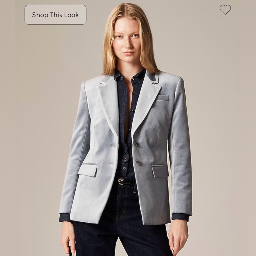 J. Crew Madelyn Blazer In Velvet Light Gray Blue